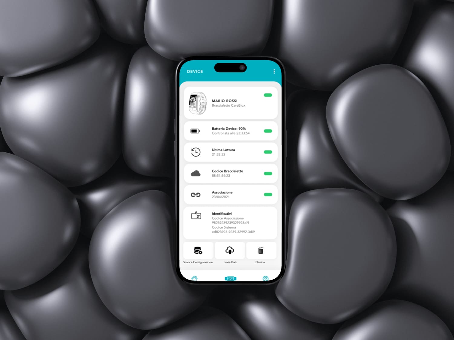 Schermate interfaccia utente app Careblox responsive design