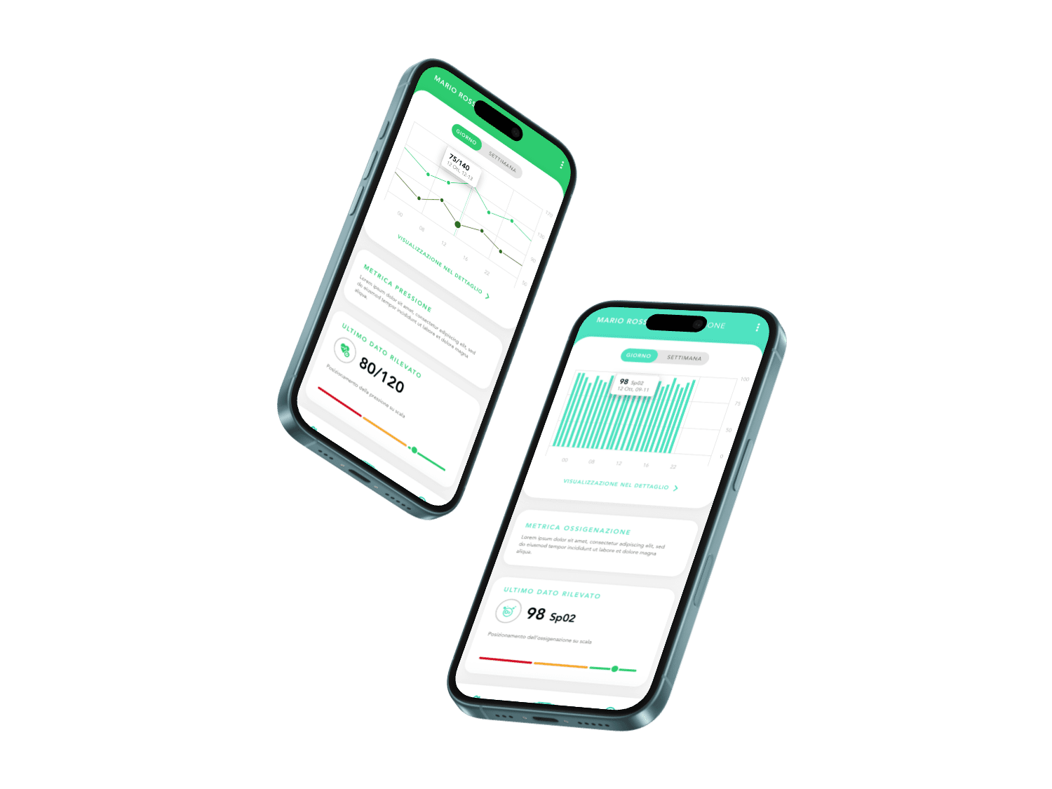 Schermate interfaccia utente app Careblox responsive design