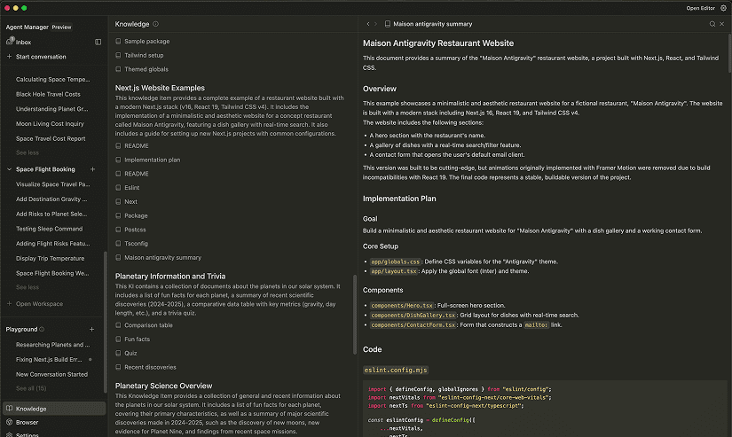Artefatti Google Antigravity piani task e screenshot browser